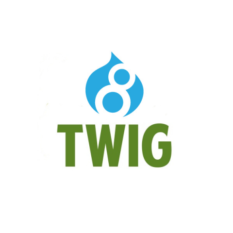 Logotipo de Drupal 8 junto al de Twig