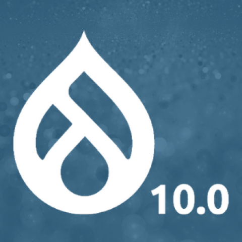 Logotipo de  Drupal junto al número 10