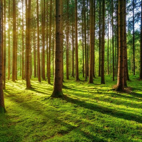 Árboles sobre un campo verde como metáfora del contenidos evergreen