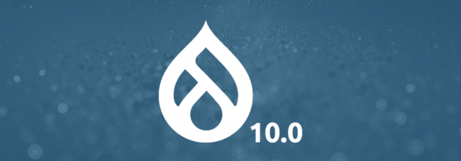 Logotipo de Drupal junto al número 10