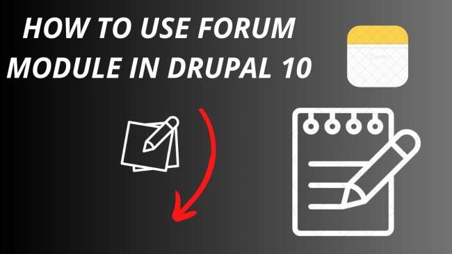 Ilustración con varios iconos sobre cómo utilizar el módulo forum en drupal